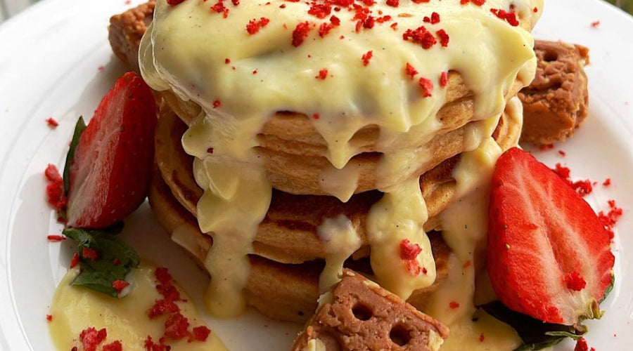 Strawberries and Creme Prebiotic Protein Pancakes