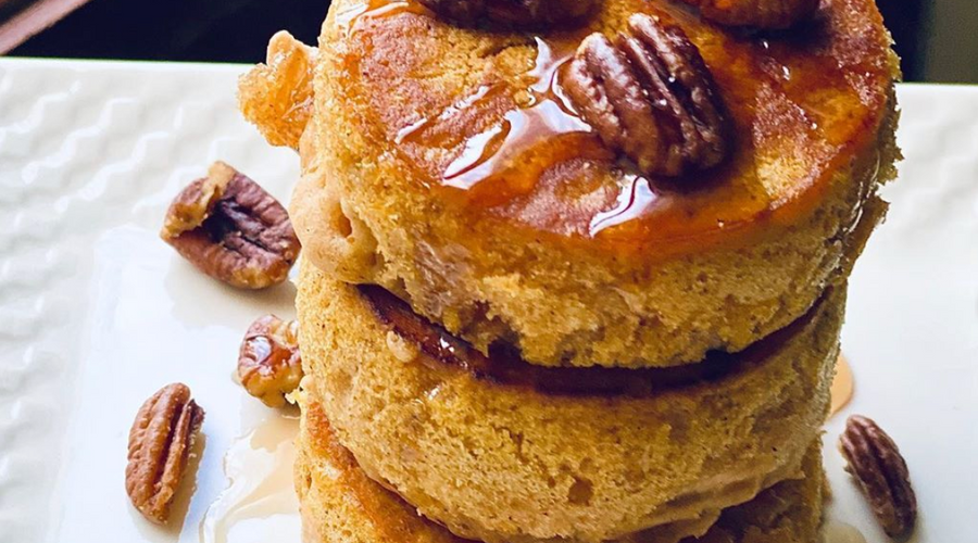 Prebiotic Fiber Japanese Style Pumpkin Pecan Pancakes