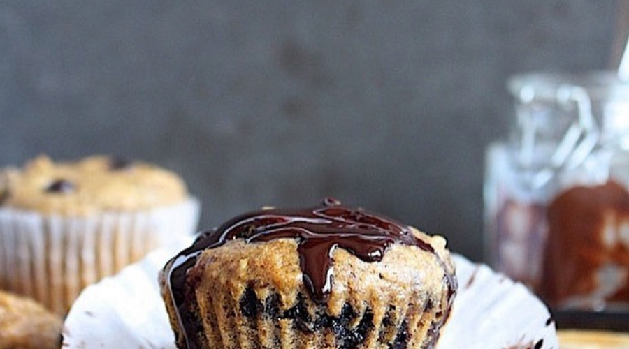 Prebiotic-Fiber Peanut Butter Banana Chocolate Chip Muffins!