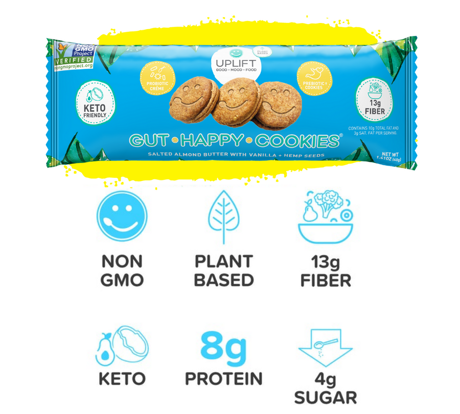 Cookie Sample Pack Almond Butter Gut Happy Cookies with prebiotic fiber and probiotics to support digestive health