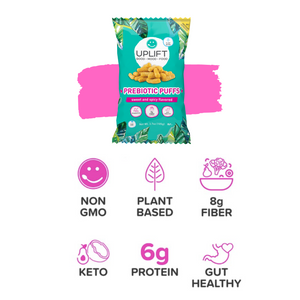 Prebiotic and Probiotic Supplement Snack Puffs with fiber for gut and digestive health